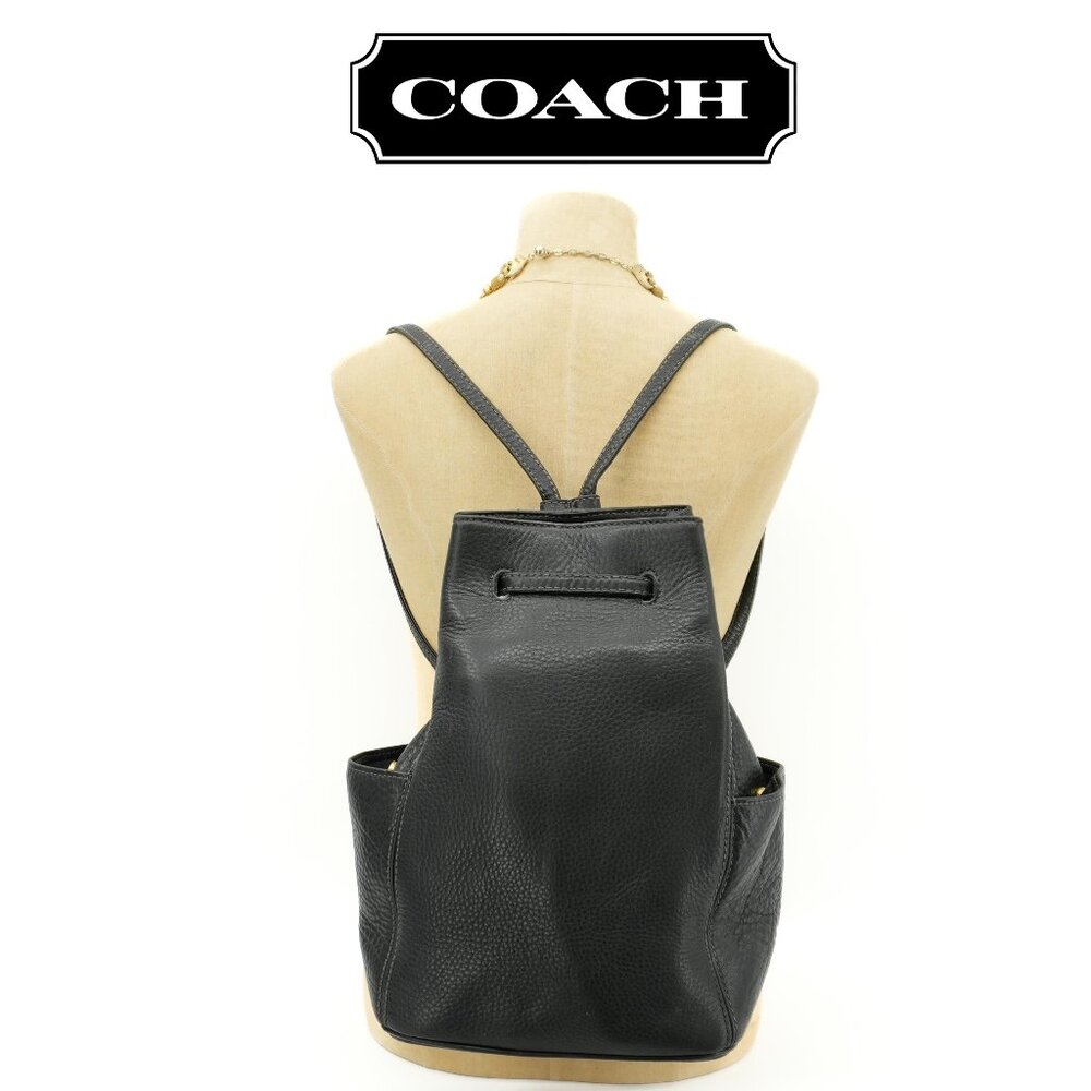 Coach Backpack Vintage Black Leather ITALY Bucket Bag 90s Sonoma Cinch Sling Pur